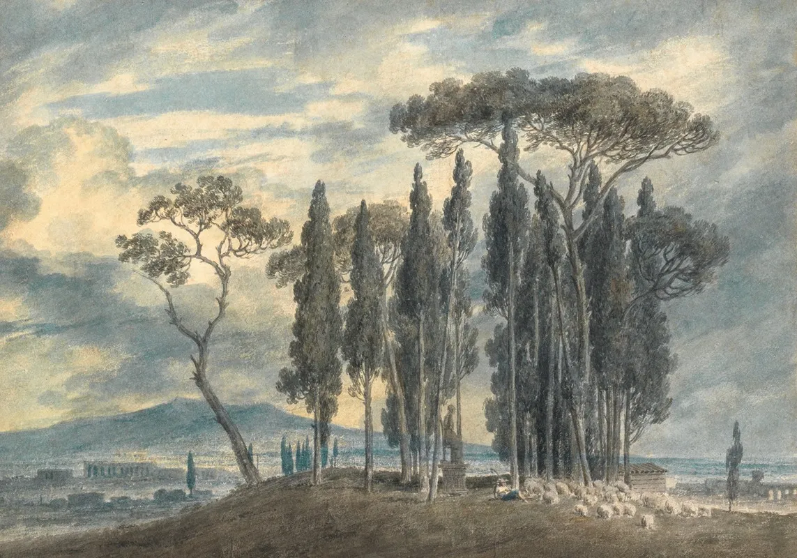 In The Gardens Of The Villa Negroni At Rome by John Robert Cozens - Canvas Print
