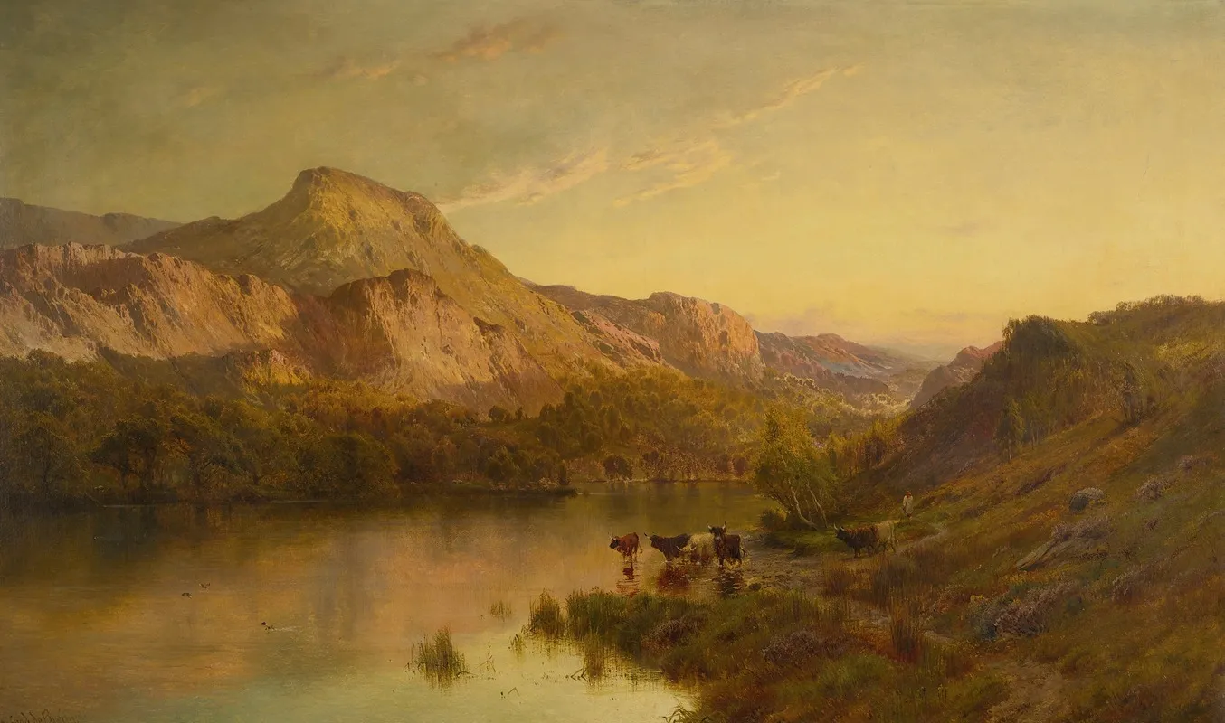 In The Highlands by Alfred de Bréanski - Canvas Print