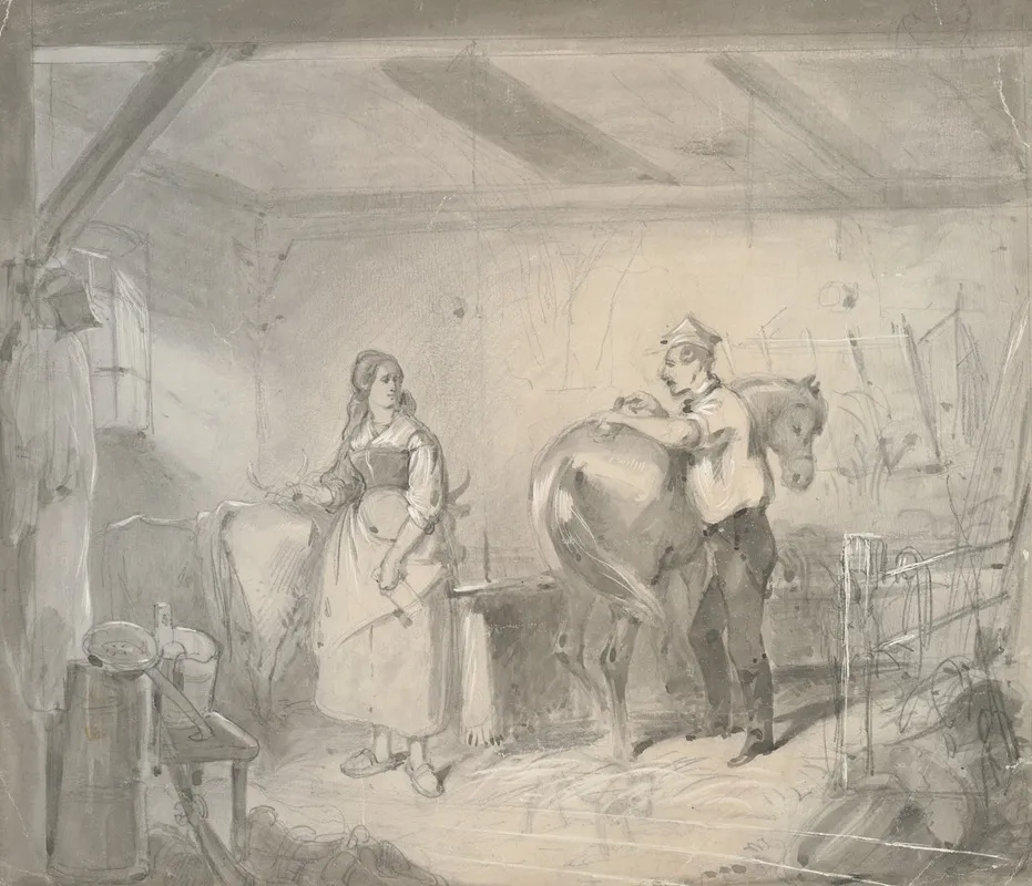 In The Stables I by Friedrich Carl von Scheidlin - Canvas Print