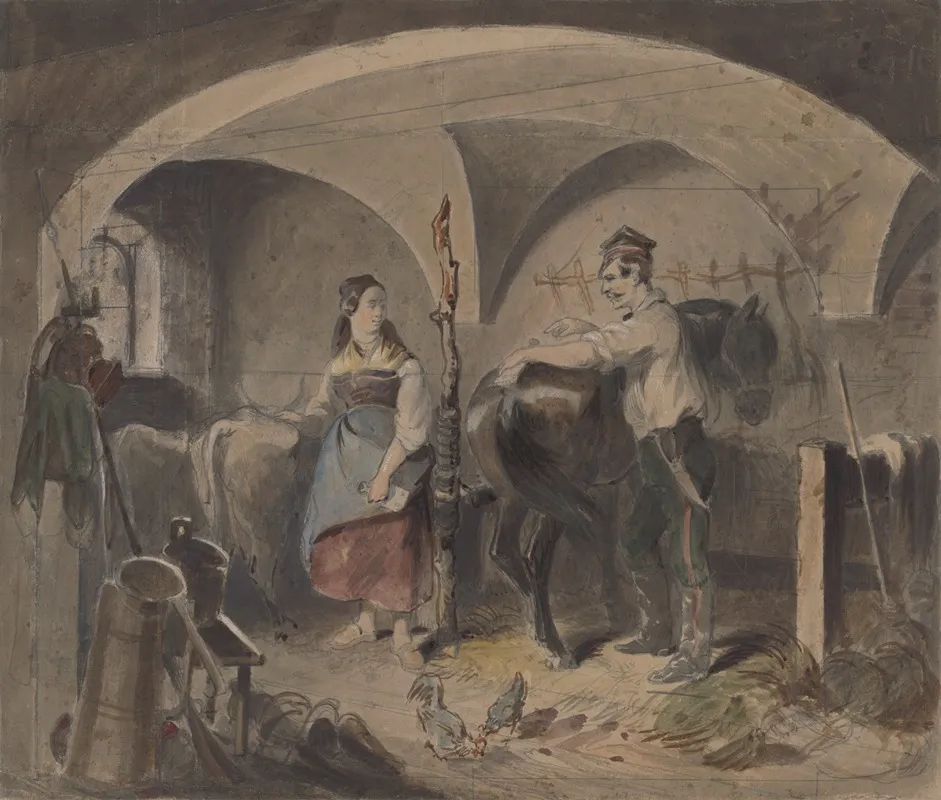 In The Stables Ii by Friedrich Carl von Scheidlin - Canvas Print