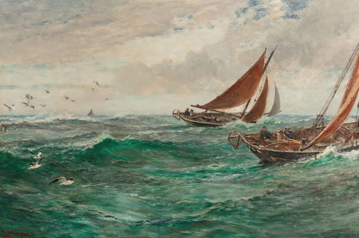 In The Track Of The Trawlers by Charles Napier Hemy - Canvas Print
