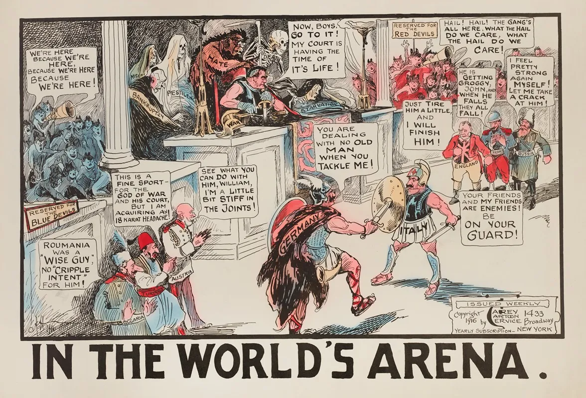 In The Worlds Arena by Carey Cartoon Service - Canvas Print