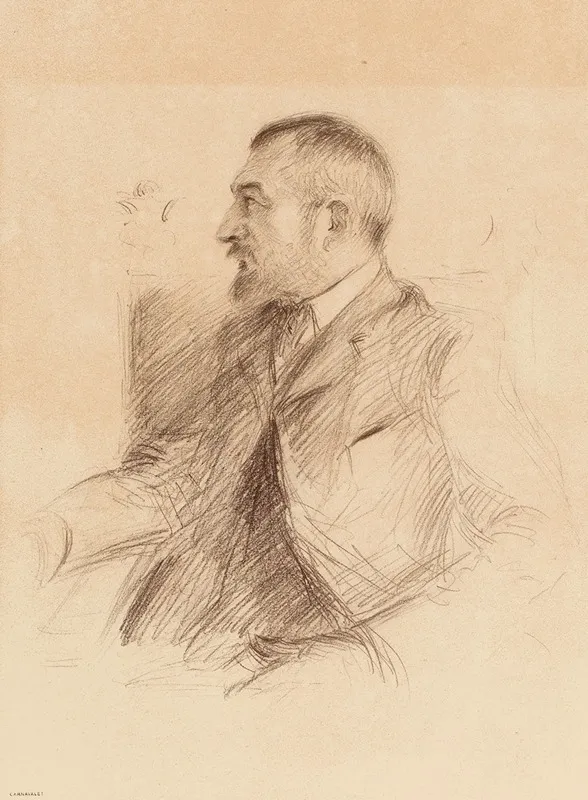 Inconnu De Profil Gauche Jeune Avec Une Barbe by Noël Dorville - Canvas Print