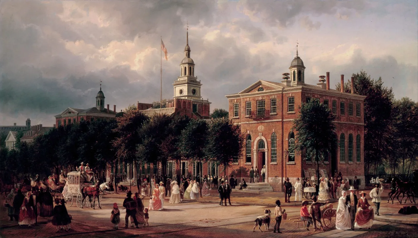 Independence Hall In Philadelphia by Ferdinand Richardt - Canvas Print