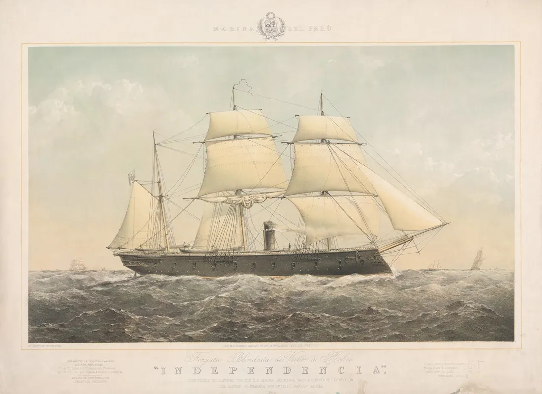 Independencia Steam Iron Clad Built For The Peruvian Navy by Thomas Goldsworth Dutton - Canvas Print