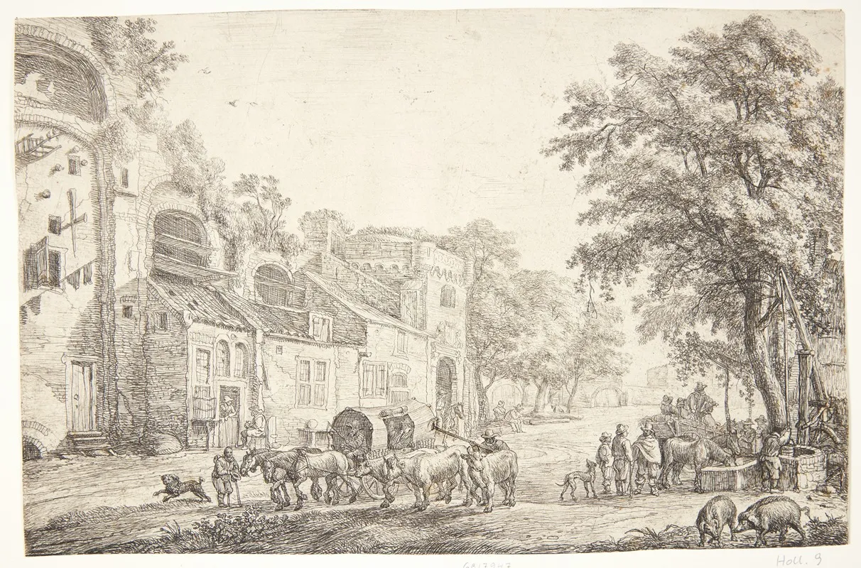 Indfaldsvej I En Landsby by Simon de Vlieger - Canvas Print