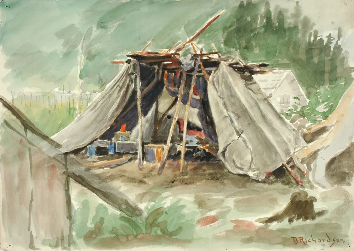Indian Camp Alaska by Theodore J. Richardson - Canvas Print
