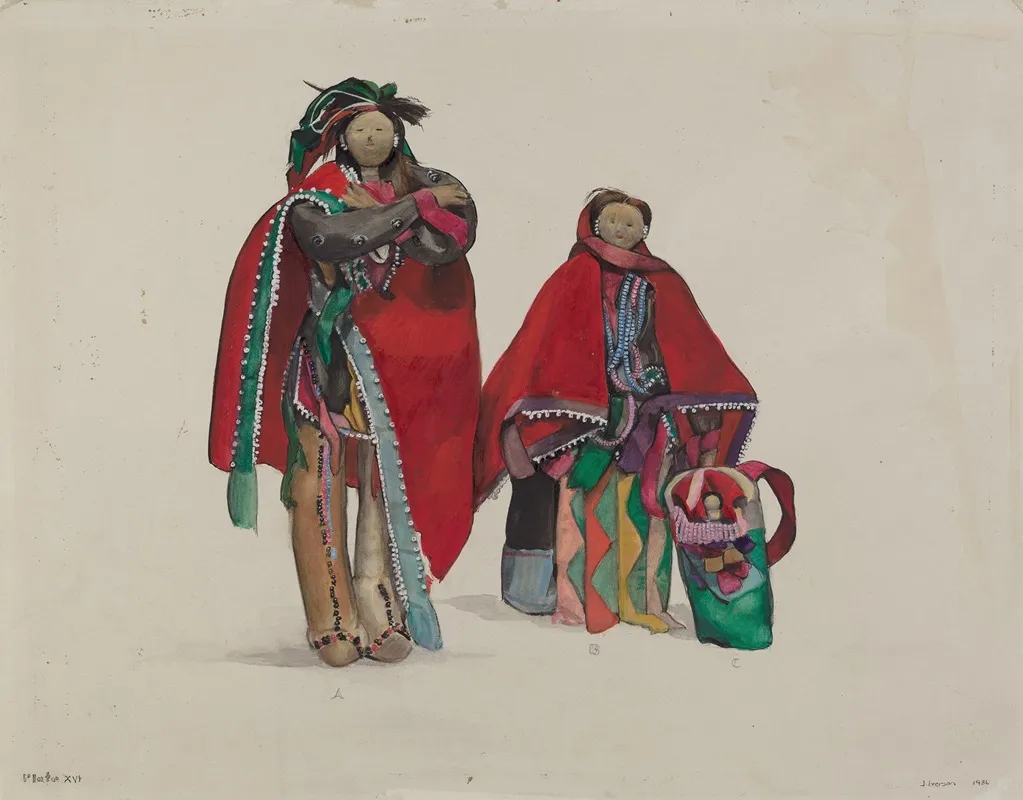 Indian Dolls by Jane Iverson - Canvas Print