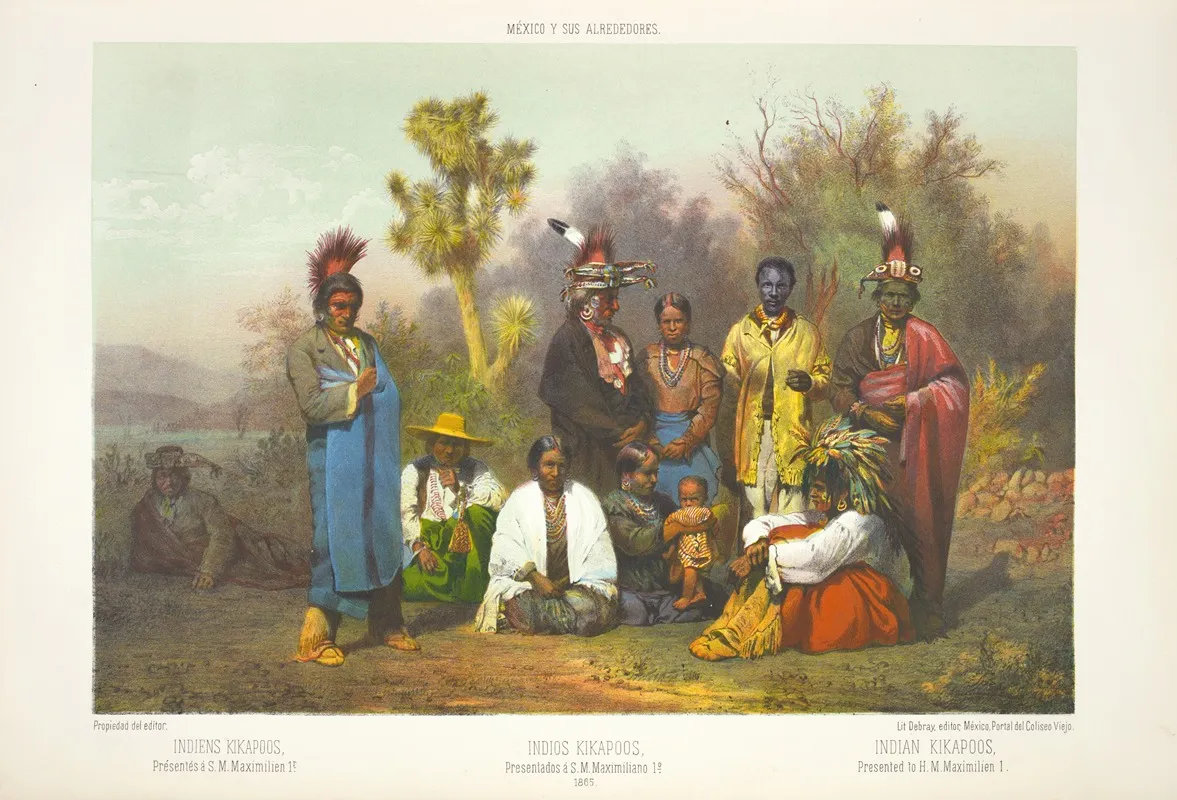 Indian Kikapoos Presented To H M Maximilien 1 R by C. Castro - Canvas Print