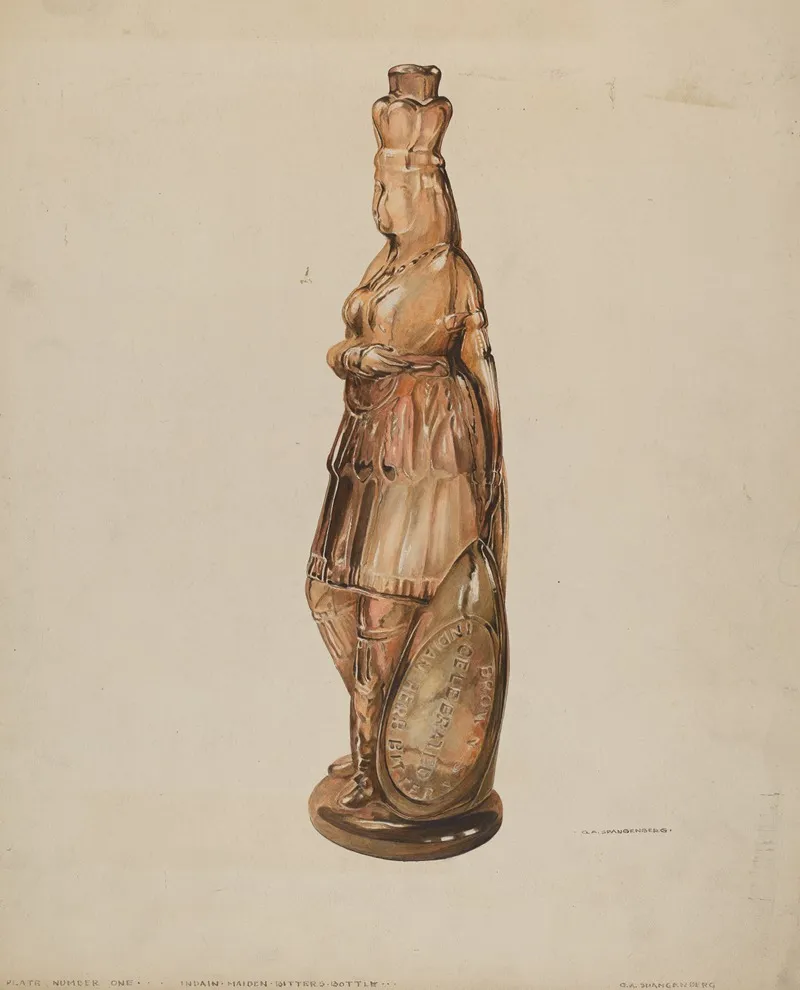 Indian Maiden Bitters Bottle by G.A. Spangenberg - Canvas Print