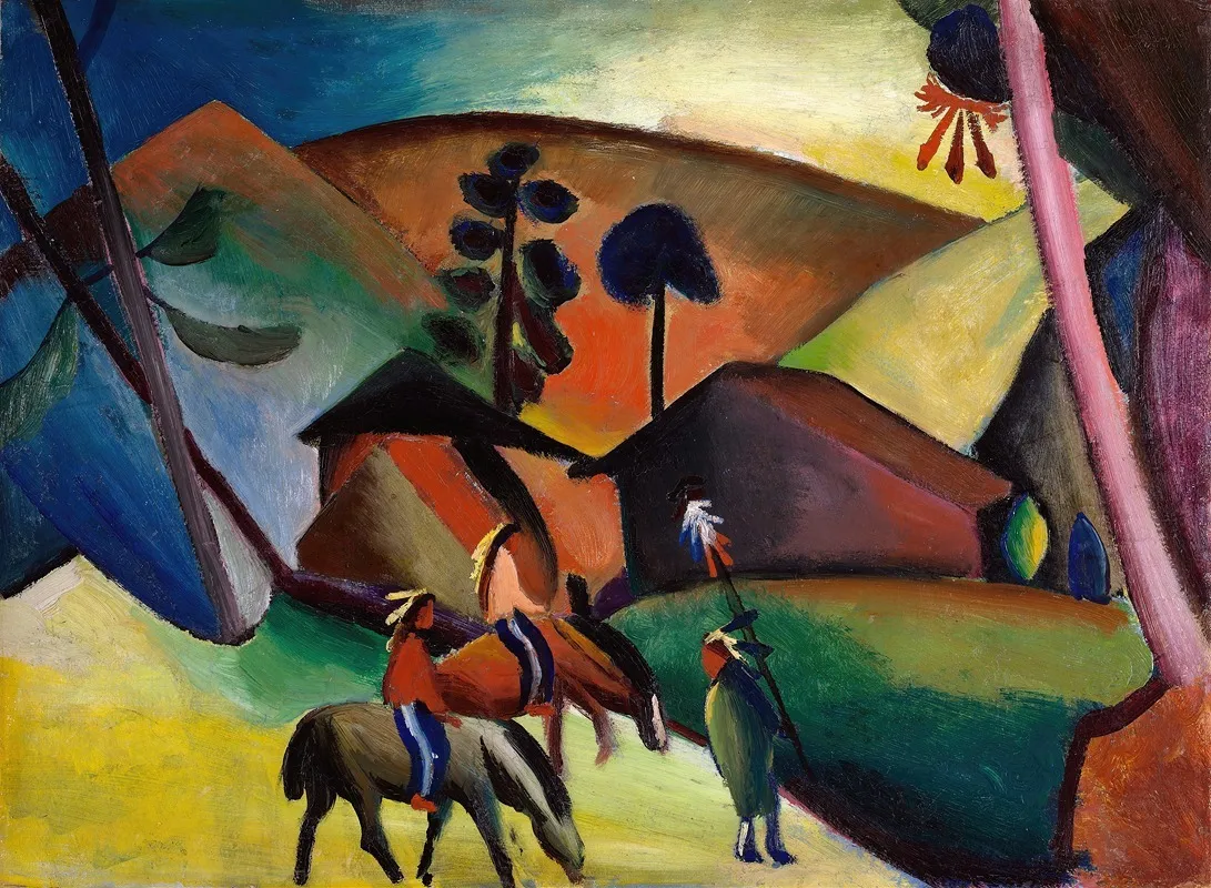 Indians On Horses by August Macke - Canvas Print