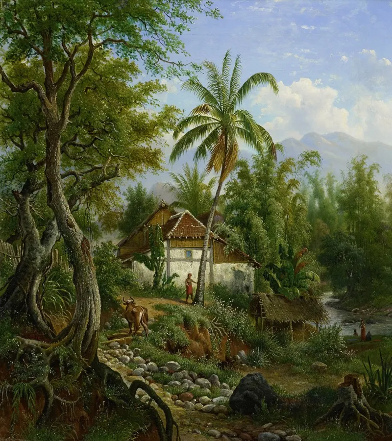 Indisch Landschap by Maurits E.H.R. van den Kerkhoff - Canvas Print