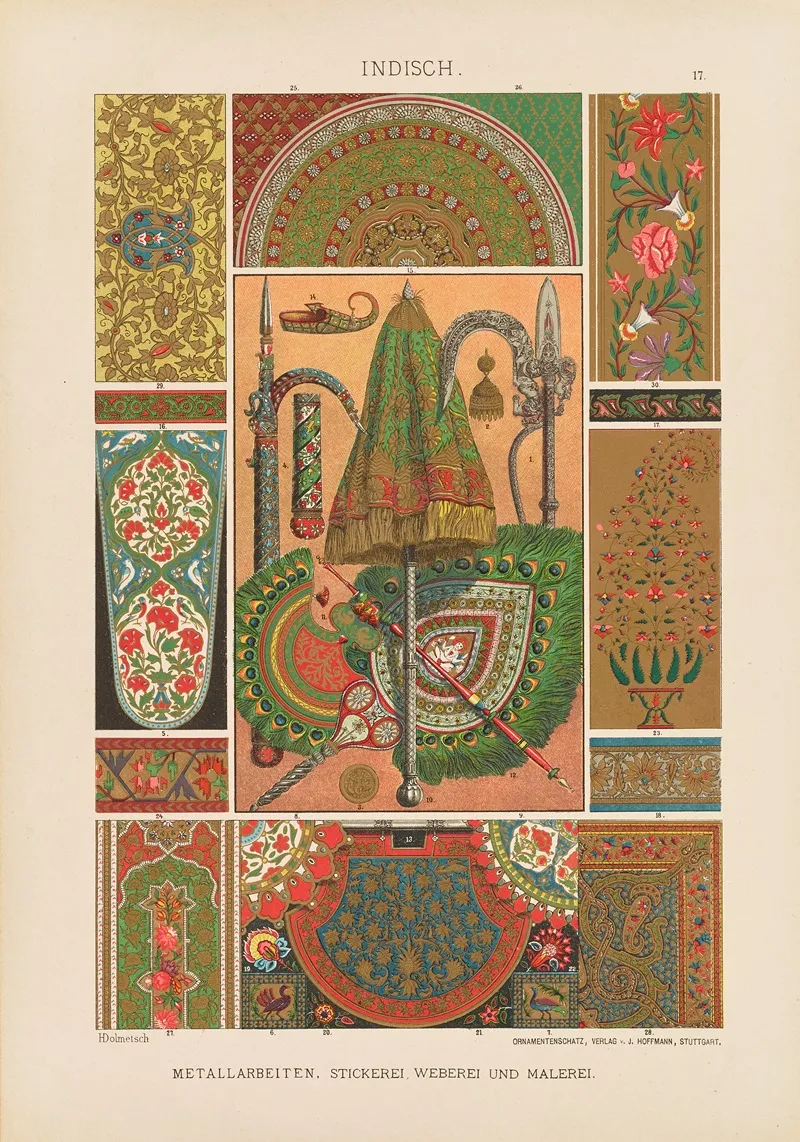 Indisch Metallarbeiten Stickerei Weberei Und Malerei