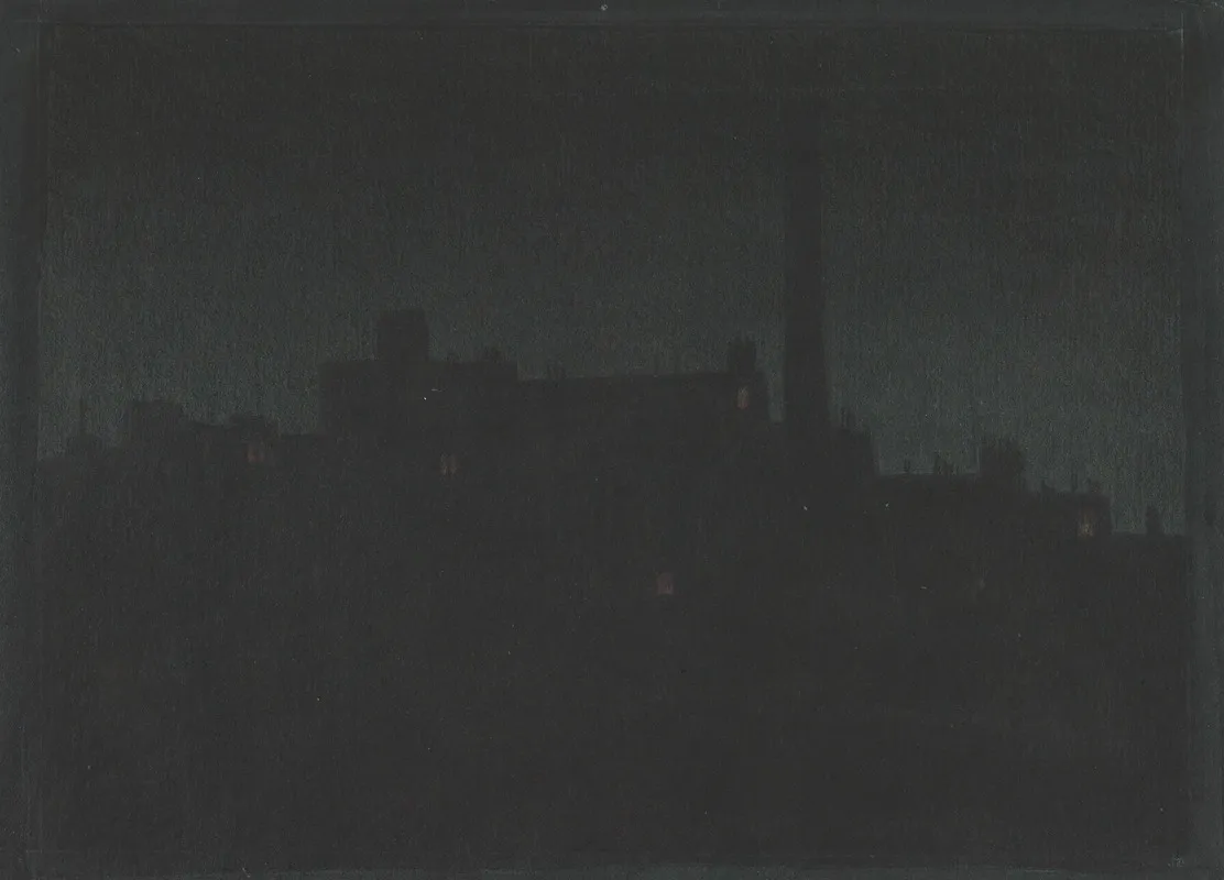 Industrial Buildings At Night by Herbert Crowley - Canvas Print