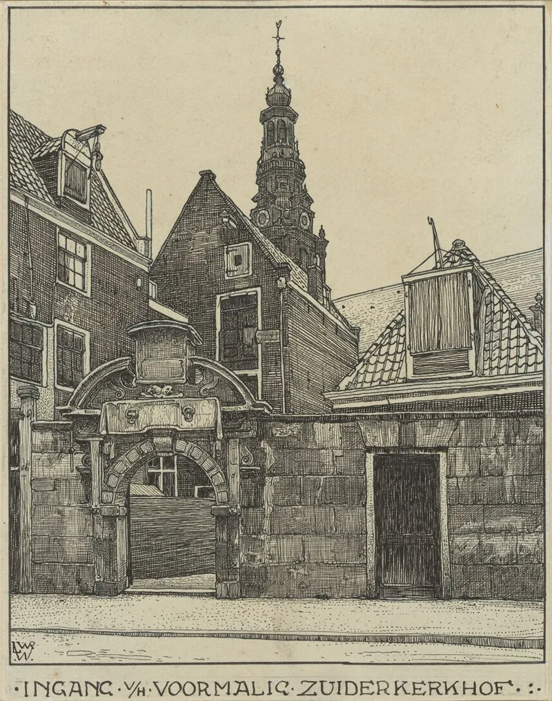 Ingang Van Het Voormalige Zuiderkerkhof Aan De St Anthonie Breestraat Te Amsterdam by Willem Wenckebach - Canvas Print