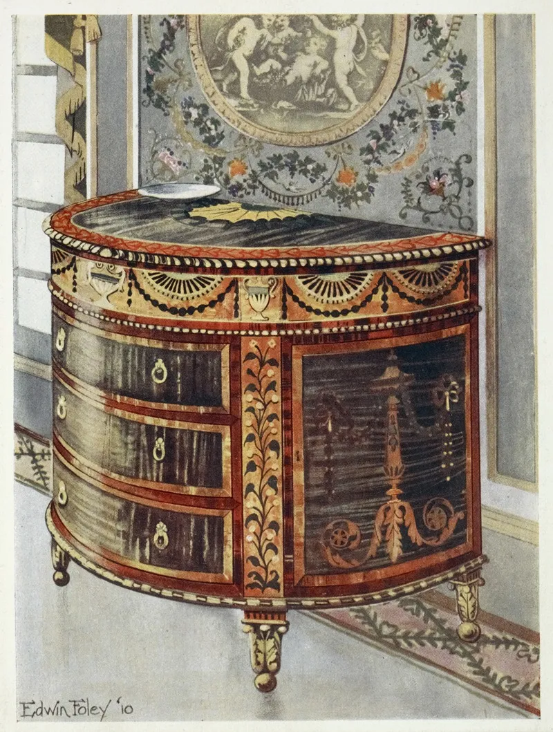 Inlaid Satinwood Commode by Edwin Foley - Canvas Print