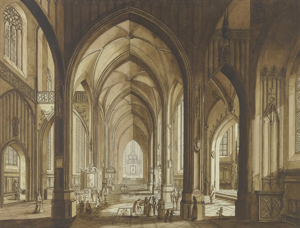 Inneres Einer Dreischiffigen Gotischen Hallenkirche Mit Blick Auf Den Chor