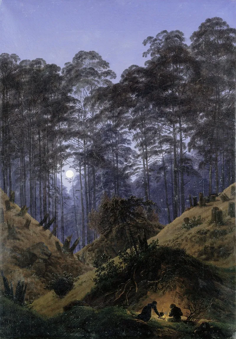 Inside The Forest In The Moonlight by Caspar David Friedrich - Canvas Print