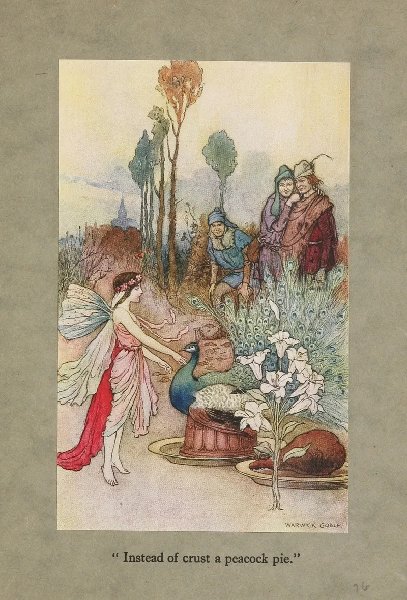 Instead Of Crust A Peacock Pie by Warwick Goble - Canvas Print