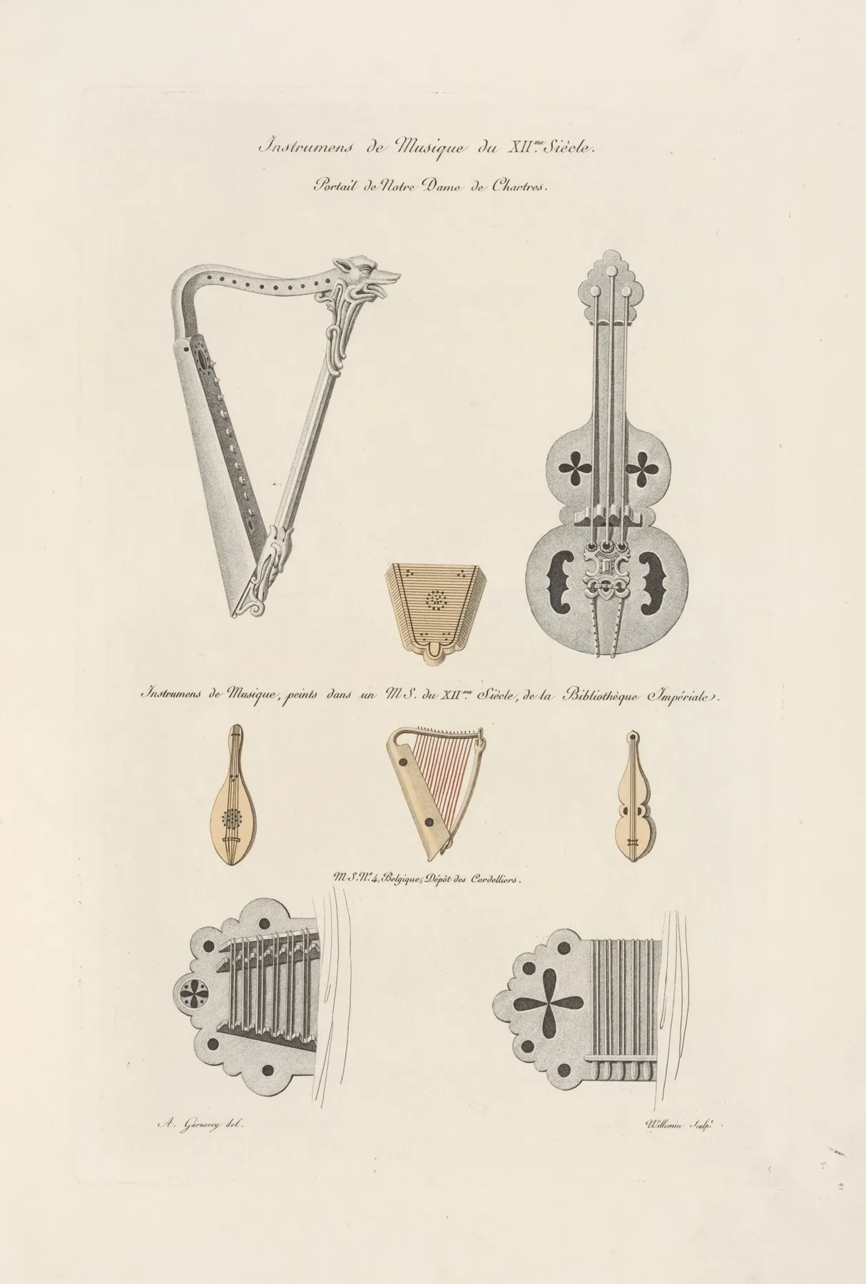 Instrumens De Musique Du Xiime Siecle by Nicolas Xavier Willemin - Canvas Print