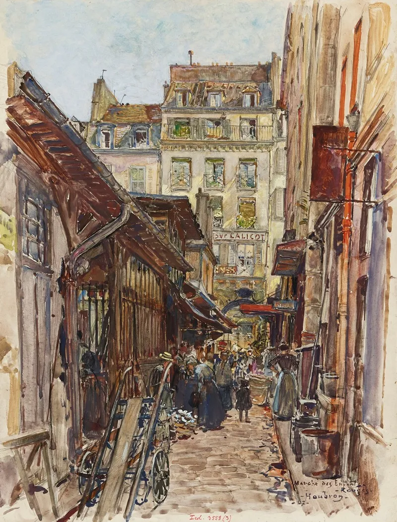 Interieur Du Marche Des Enfants Rouges En 1907 3eme Arrondissement by Frédéric Houbron - Canvas Print