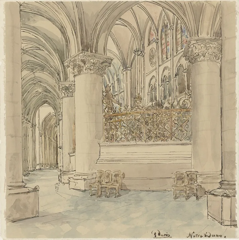 Interieur Van De Notre Dame Te Parijs by Wilhelm Cornelis Bauer - Canvas Print