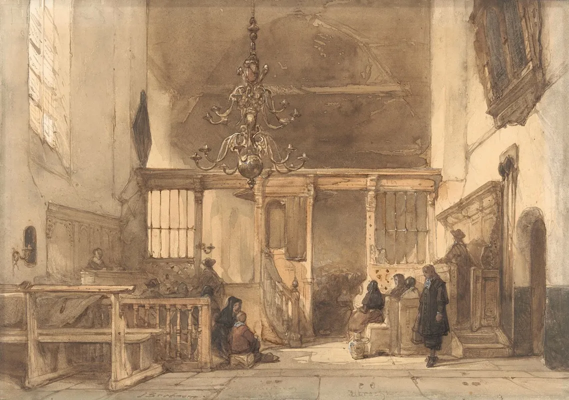 Interieur Van Een Kerk Te Utrecht by Johannes Bosboom - Canvas Print