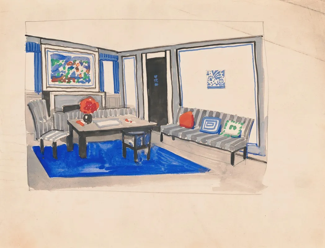 Interior Design Sketches For Alamac Hotel 71st And Broadway New York Ny Study For Living Room Suite