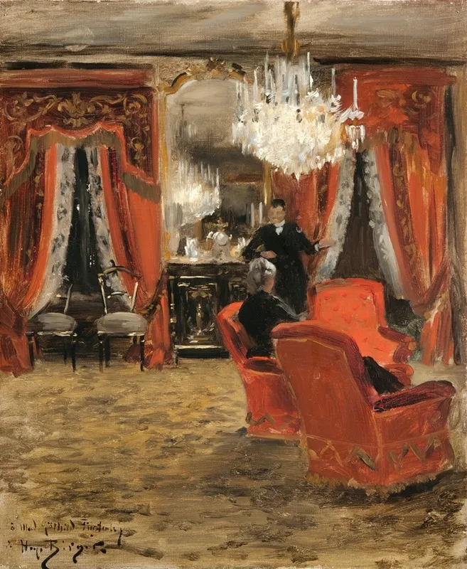 Interior From The Furstenbergs Home By Electric Light