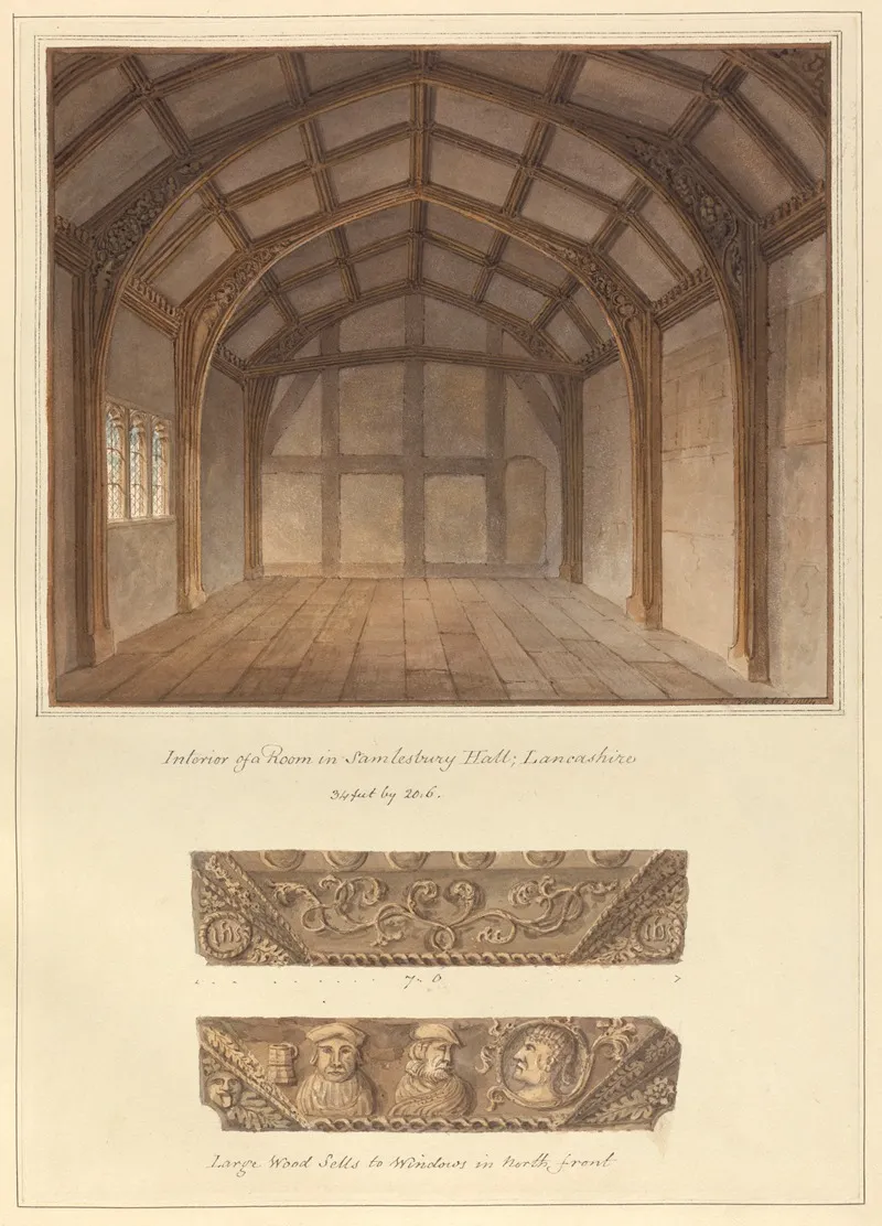 Interior Of A Rom In Samlesbury Hall Lancashire by John Buckler - Canvas Print