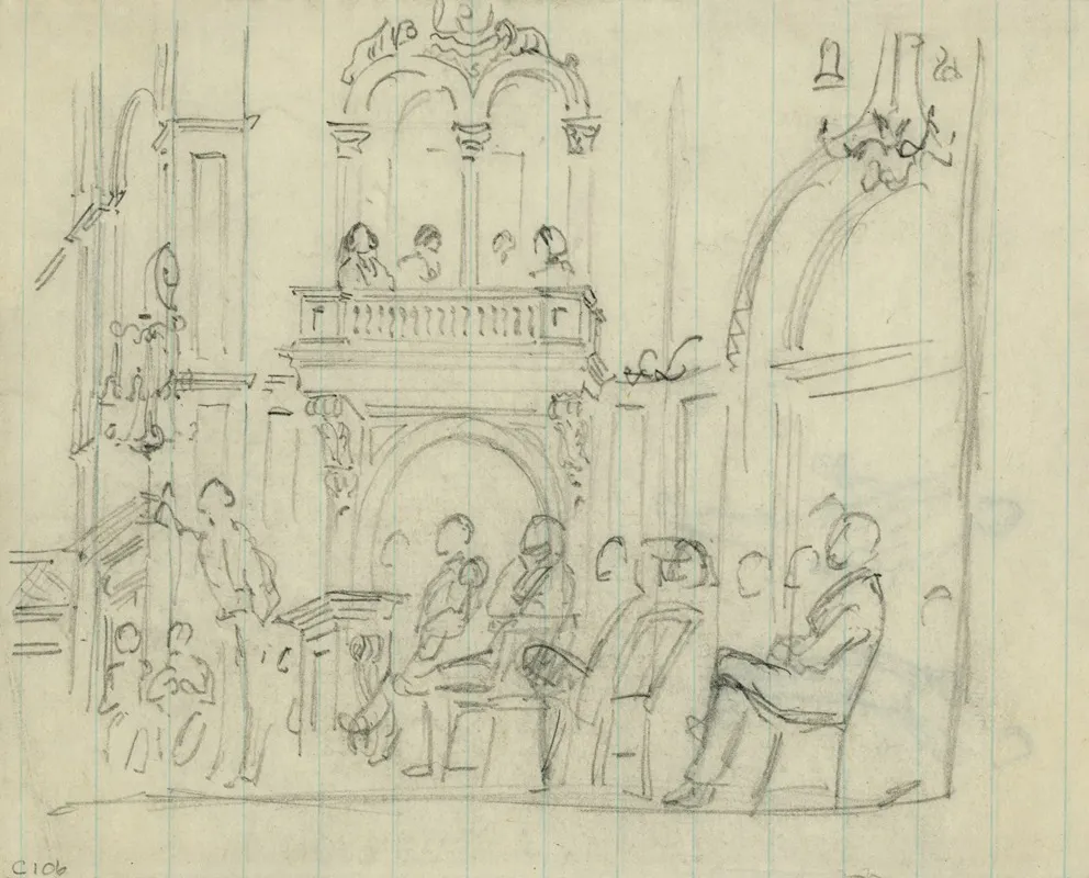 Interior Of Building With Seated Figures