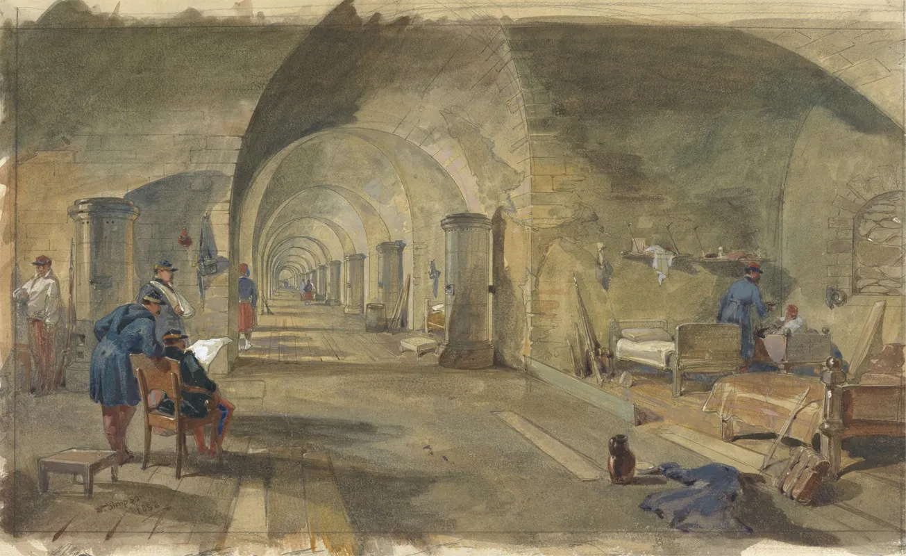 Interior Of Fort Nicholas Sebastopol Crimea by William Simpson - Canvas Print