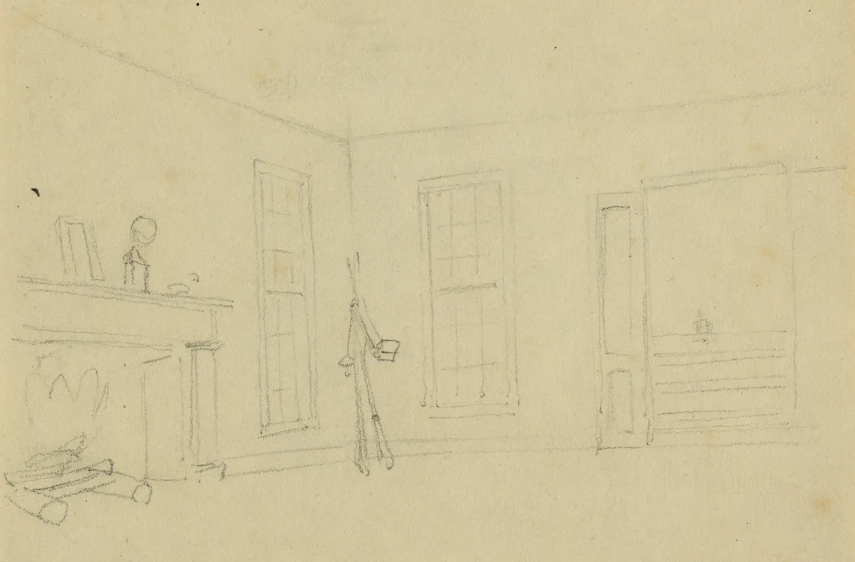 Interior Of Room Showing Fireplace Windows