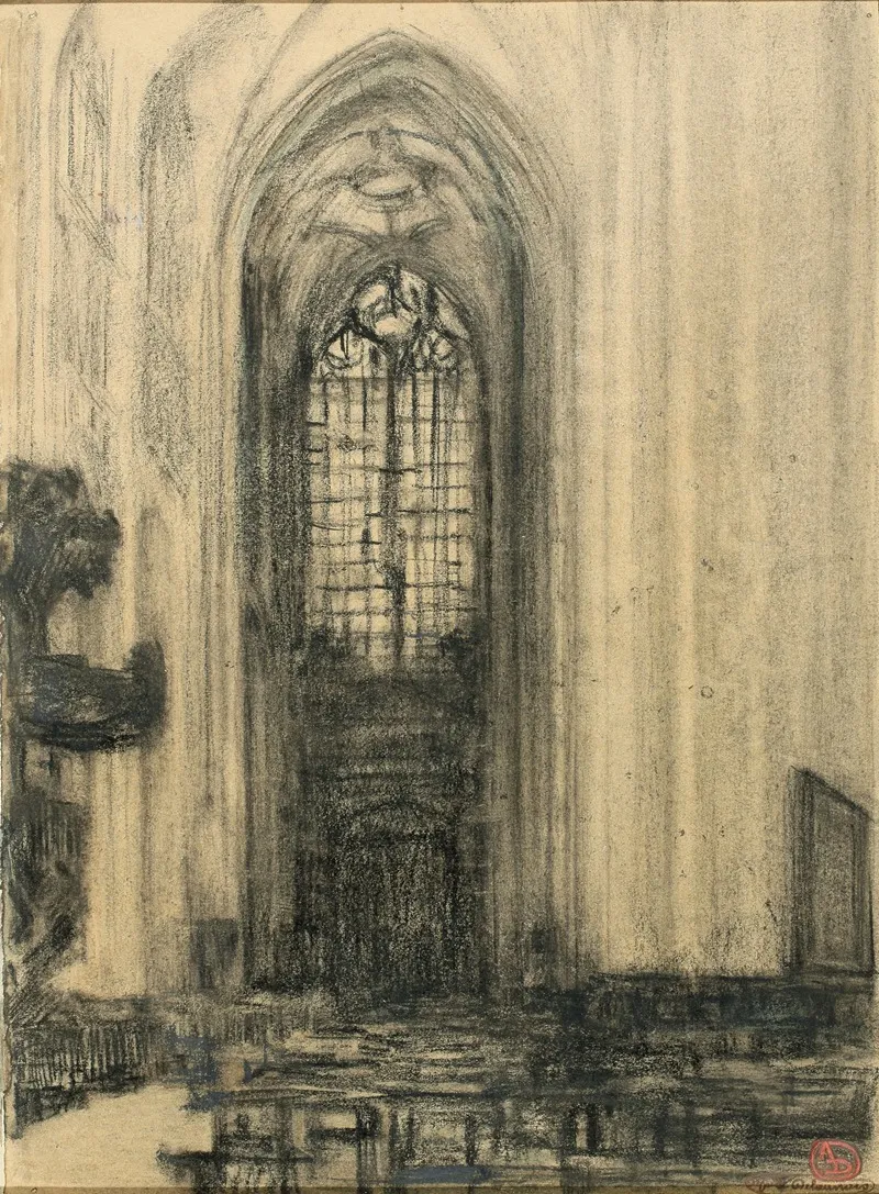 Interior Of Saint Peters Church In Louvain by Alfred Delaunois - Canvas Print