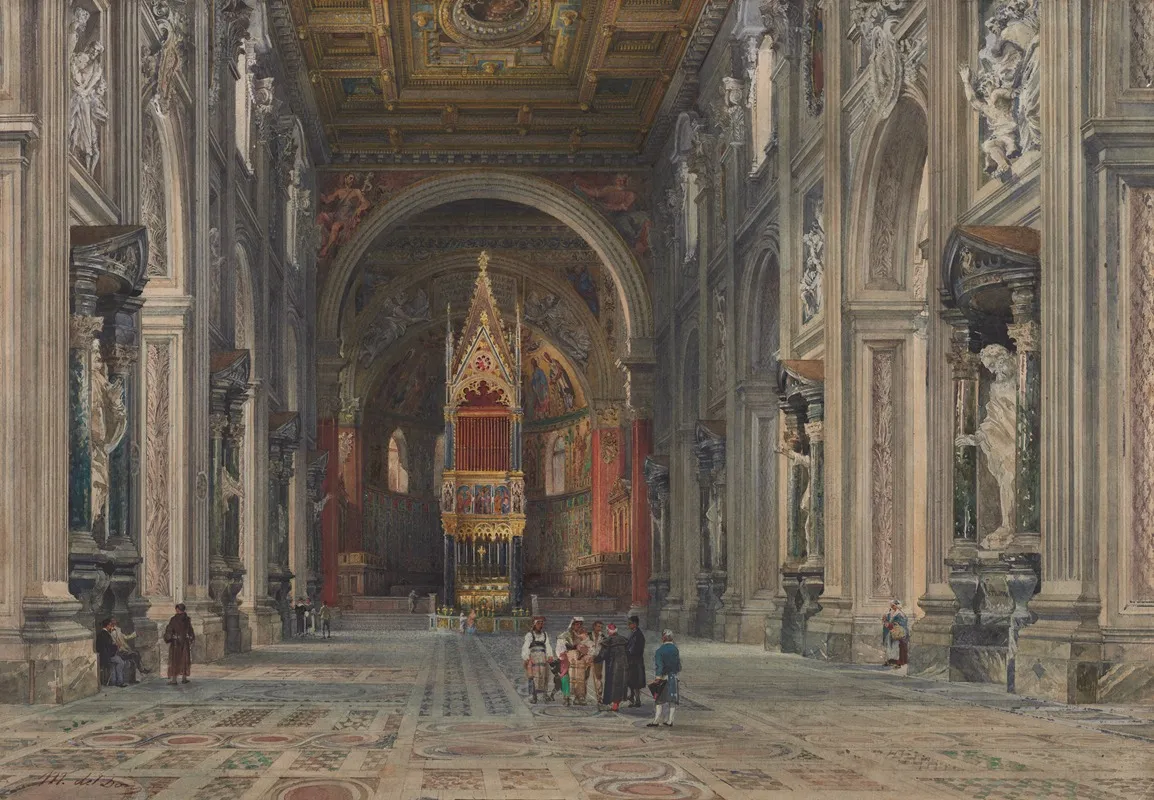 Interior Of San Giovanni In Laterano Rome by Martino del Don - Canvas Print