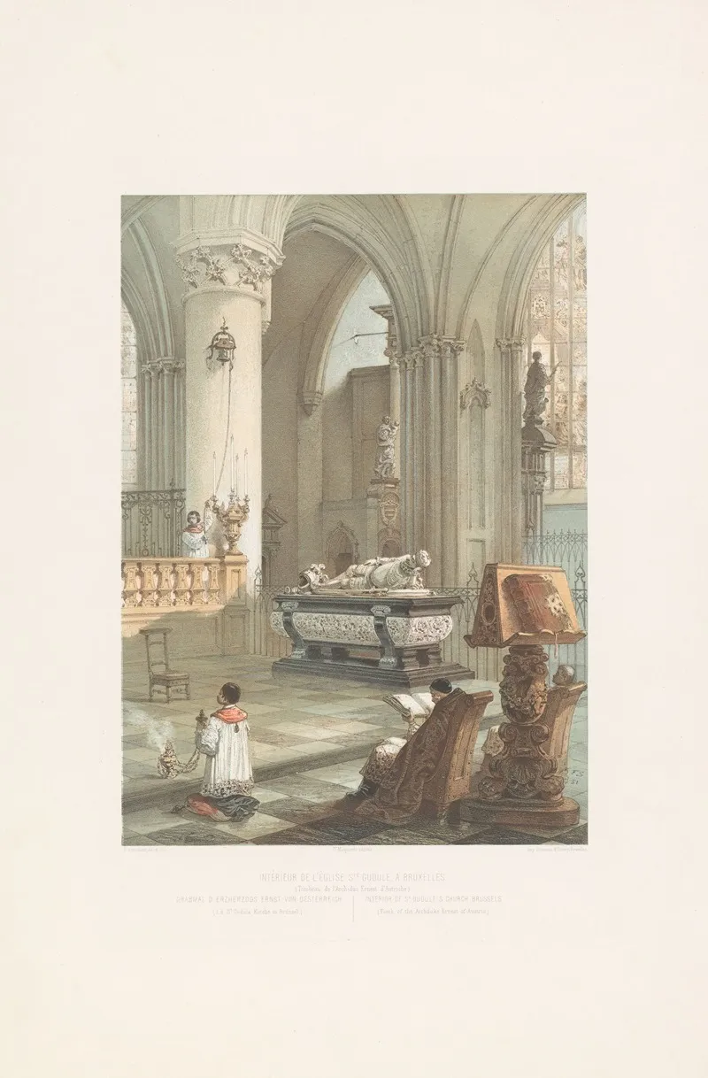 Interior Of St Gudules Church Brussels by François Stroobant - Canvas Print