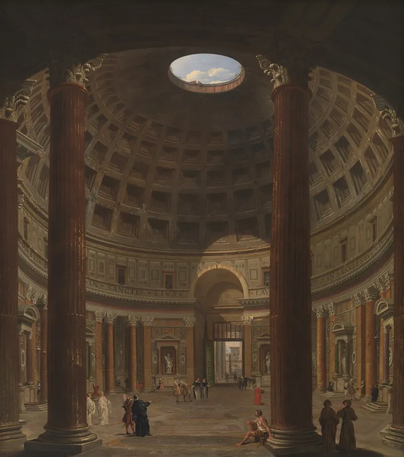 Interior Of The Pantheon Rome by Giovanni Paolo Panini - Canvas Print