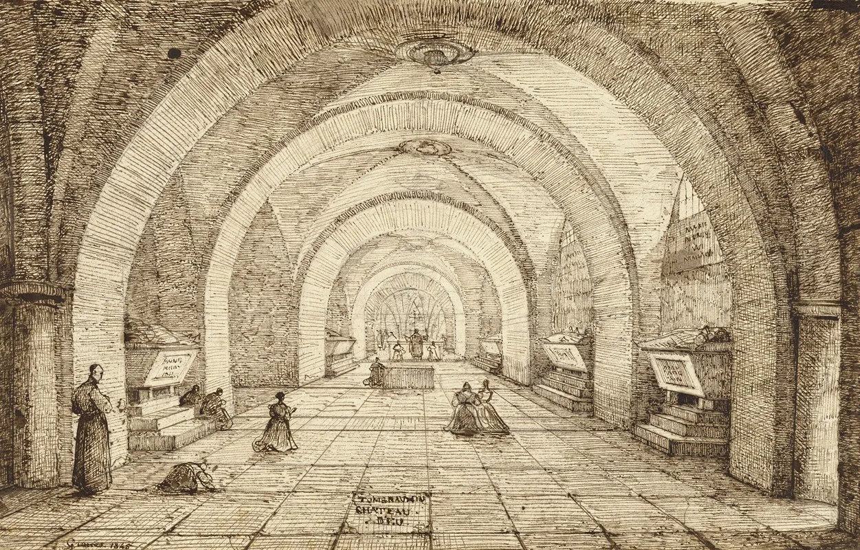 Interior Of The Tomb Of Louis Phillippe And The Orleans Family by François-Marius Granet - Canvas Print