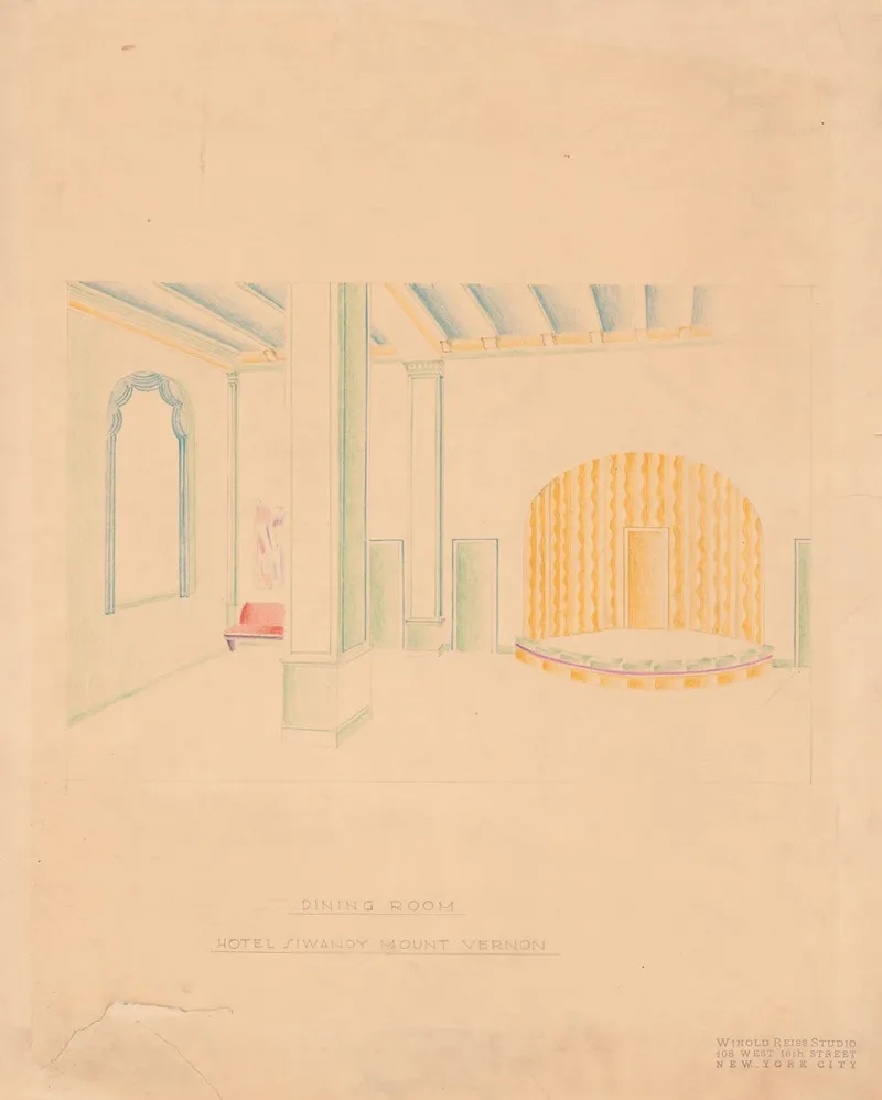 Interior Perspective Drawings Of Hotel Siwanoy Mount Vernon Ny Interior Perspective Of Dining Room