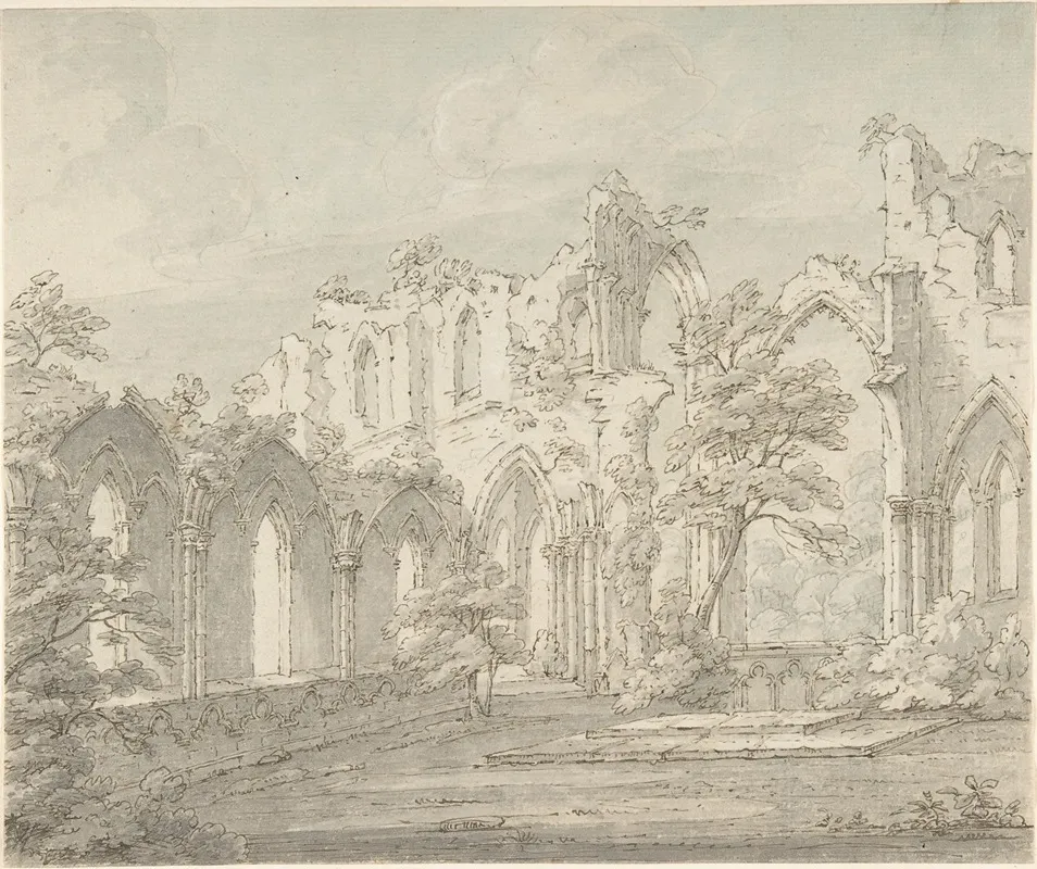 Interior View Of Fountains Abbey Yorkshire