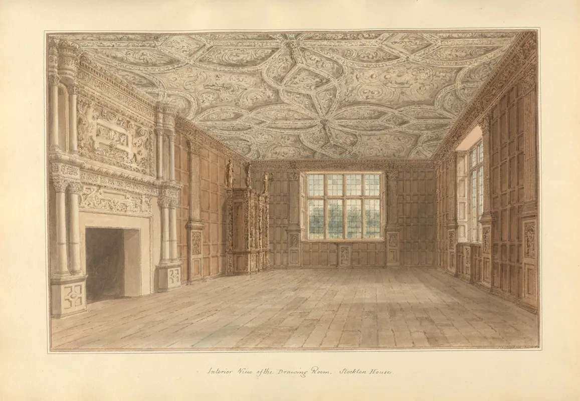 Interior View Of The Drawing Room Stockton House by John Buckler - Canvas Print