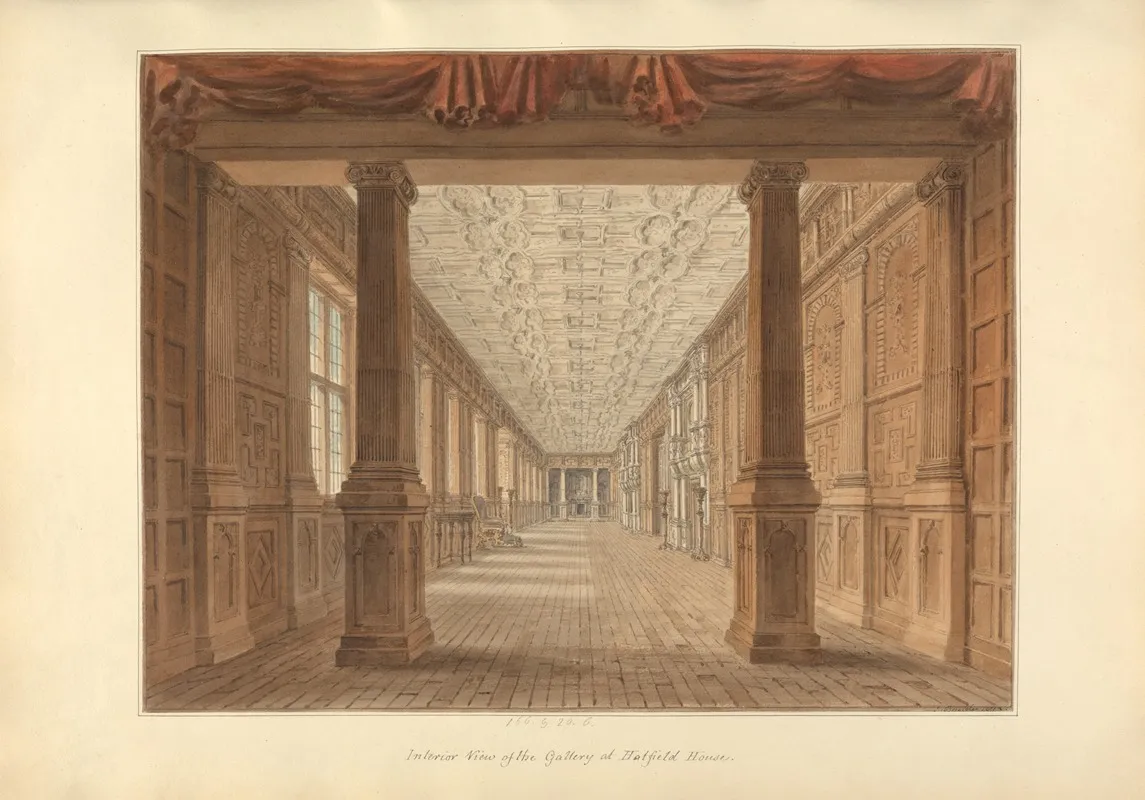 Interior View Of The Gallery Of Hatfield House by John Buckler - Canvas Print