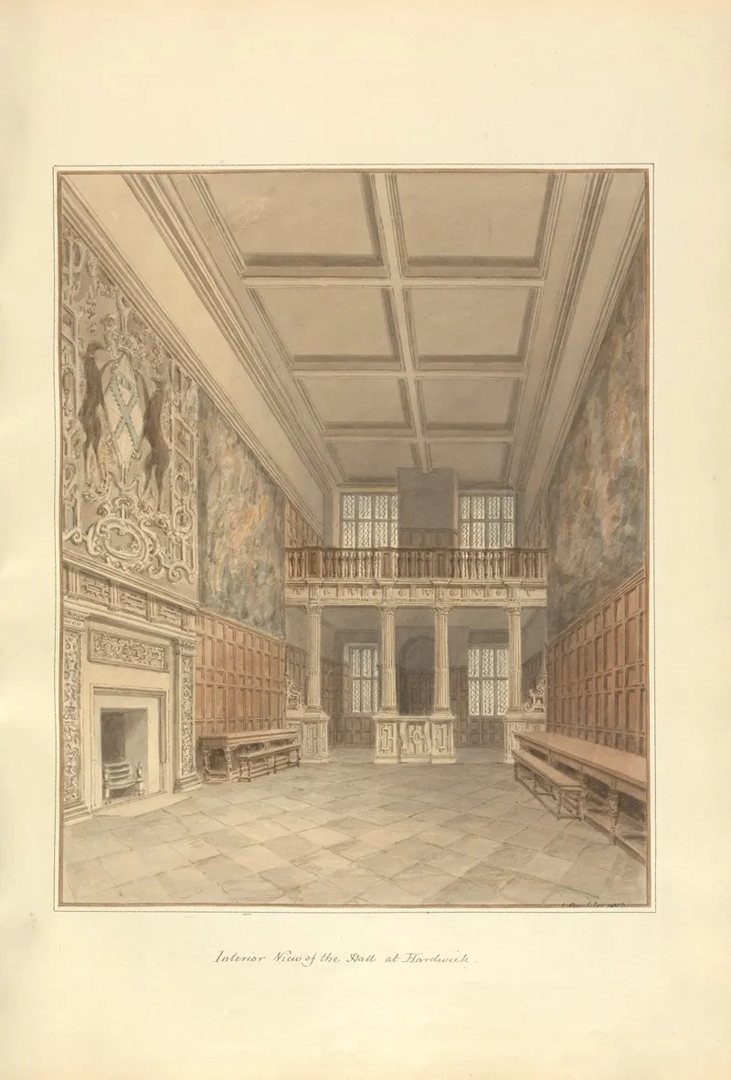 Interior View Of The Hall At Hardwick by John Buckler - Canvas Print