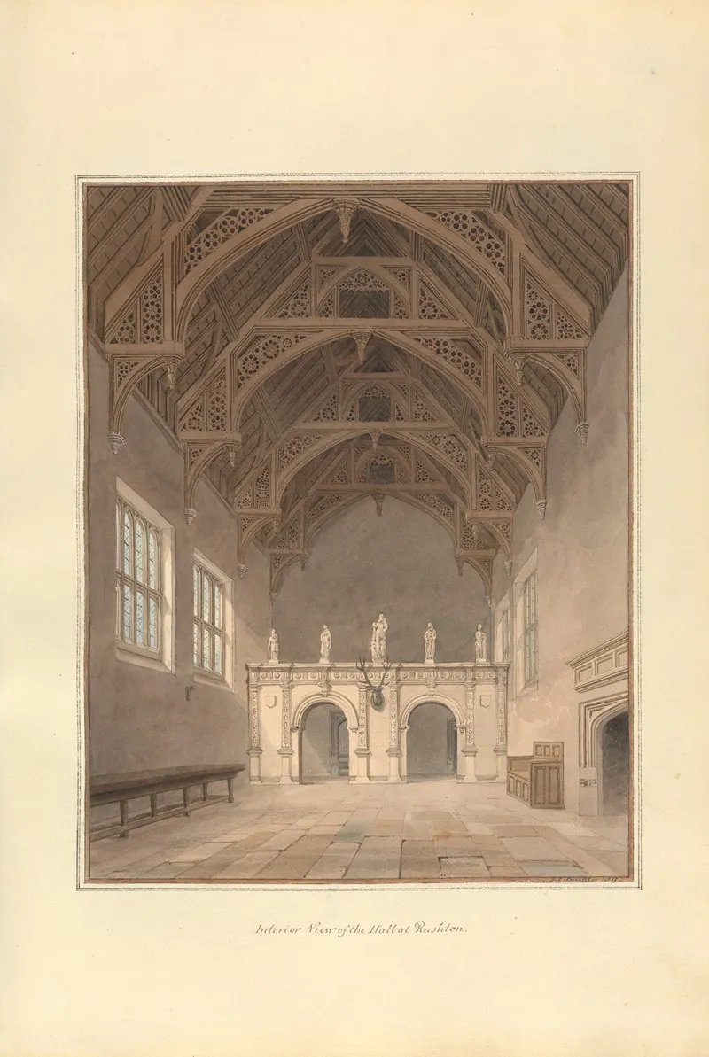 Interior View Of The Hall At Rushton by John Buckler - Canvas Print