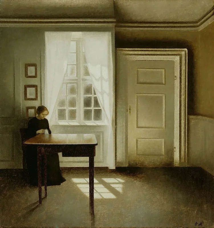Interior With A Lady by Vilhelm Hammershøi - Canvas Print