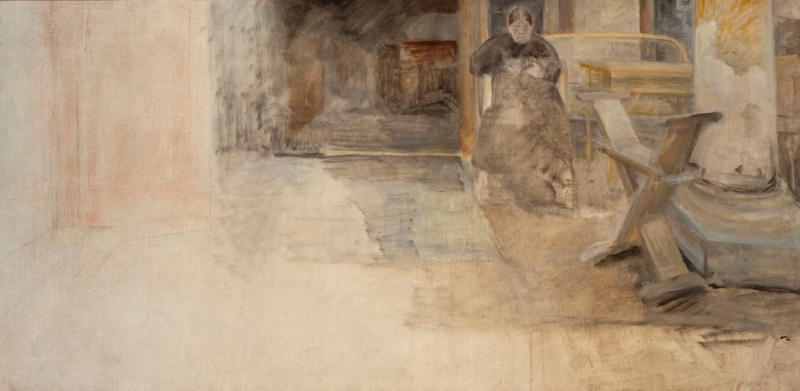 Interior With Artists Sister Sketch by Jacek Malczewski - Canvas Print