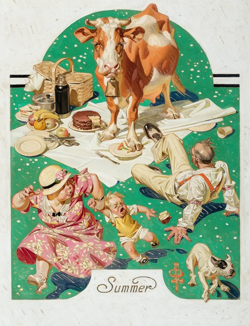 Interrupted Picnic by Joseph Christian Leyendecker - Canvas Print