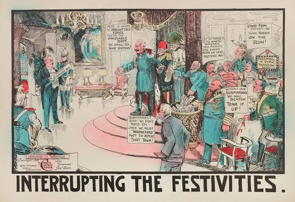 Interrupting The Festivities by Carey Cartoon Service - Canvas Print