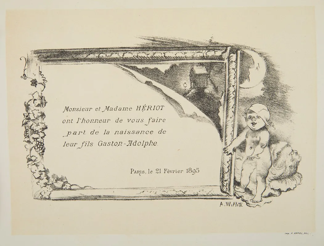 Invitation From Mr And Mrs Heriot To The Christening Of Their Son Gaston Adolphe
