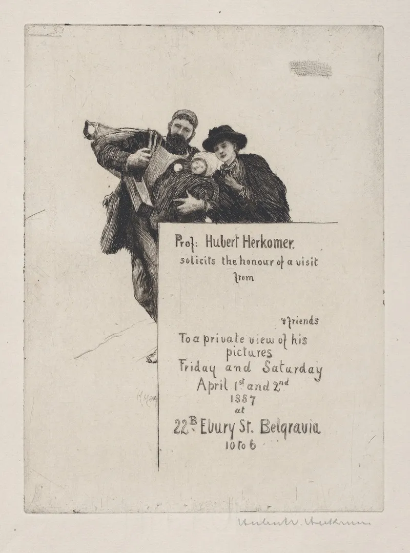 Invitation With Vignette From The First Born 2 by Sir Hubert von Herkomer - Canvas Print
